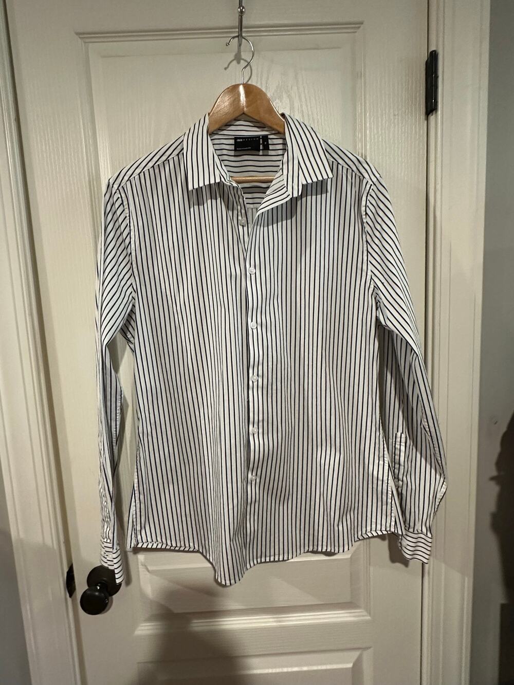 asos Design button down dark grey and white classic collared shirt XL